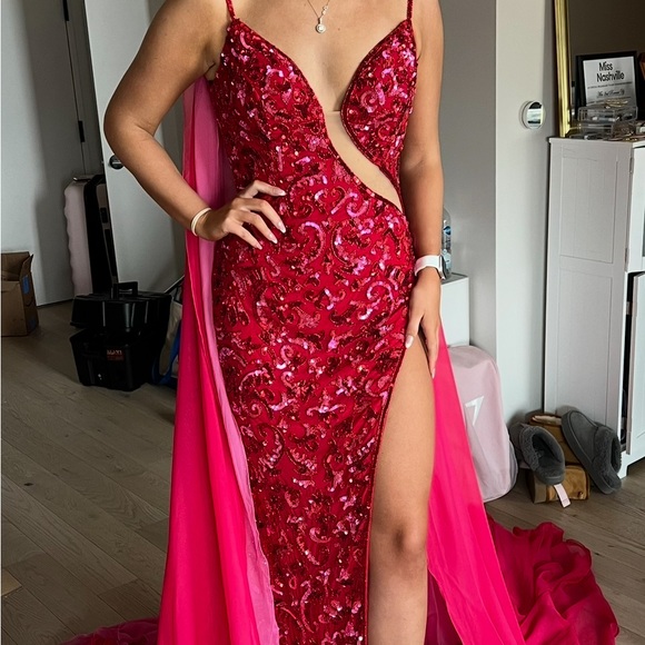 Elegant Red Sequin Evening Gown